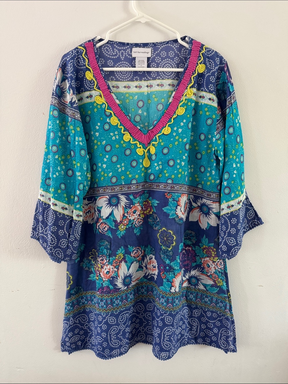 Soft Surroundings Multi Colored/Pattered Cotton Tunic Sz XL